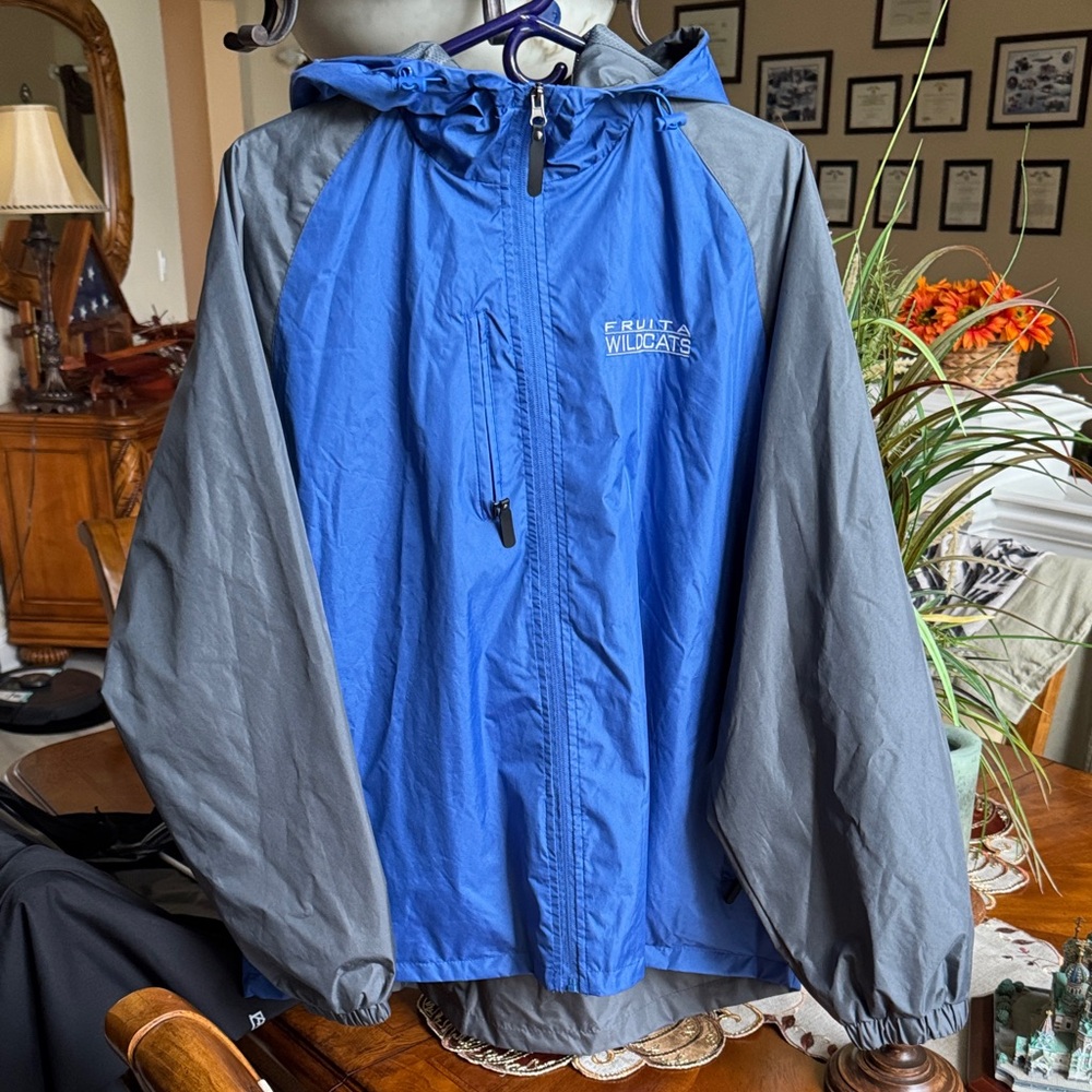 Blue and Gray Men's Raincoat